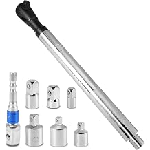 1/2" Offset Extension Wrench, Impact Ratchet Extender for Electric Drill with 6 Adapters & Sockets3/8" 1/4" 1/2" & 1/2'' Impact Adapter, High Torsion Wrench Set Slim Design for Tight Narrow Spaces