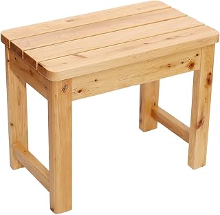 Wooden Shower Stool Bathing Seat Bench Bath Chairs for Seniors Non-Slip Long Wood Bench Waterproof Spa Sauna Seat Bathroom Foot Rest Shaving Stool