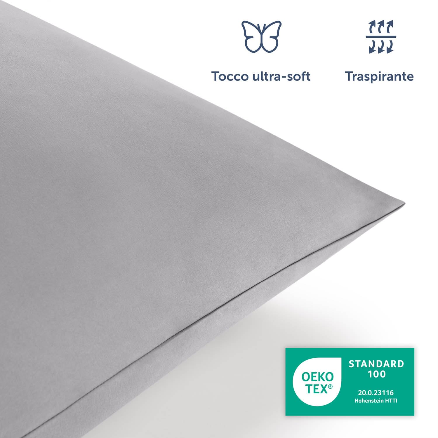 Blumtal Copripiumino Matrimoniale 250x200 e Federe 50x80 - Set di Lenzuola in microfibra extra morbida certificata Oeko-Tex, Set Copripiumino Matrimoniale con 2 Federe - 3 pezzi - Grigio