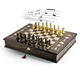 Handcrafted Italian 30 Note Musical Tabletop Chessboard in Walnut Finish - Beautiful Dreamer