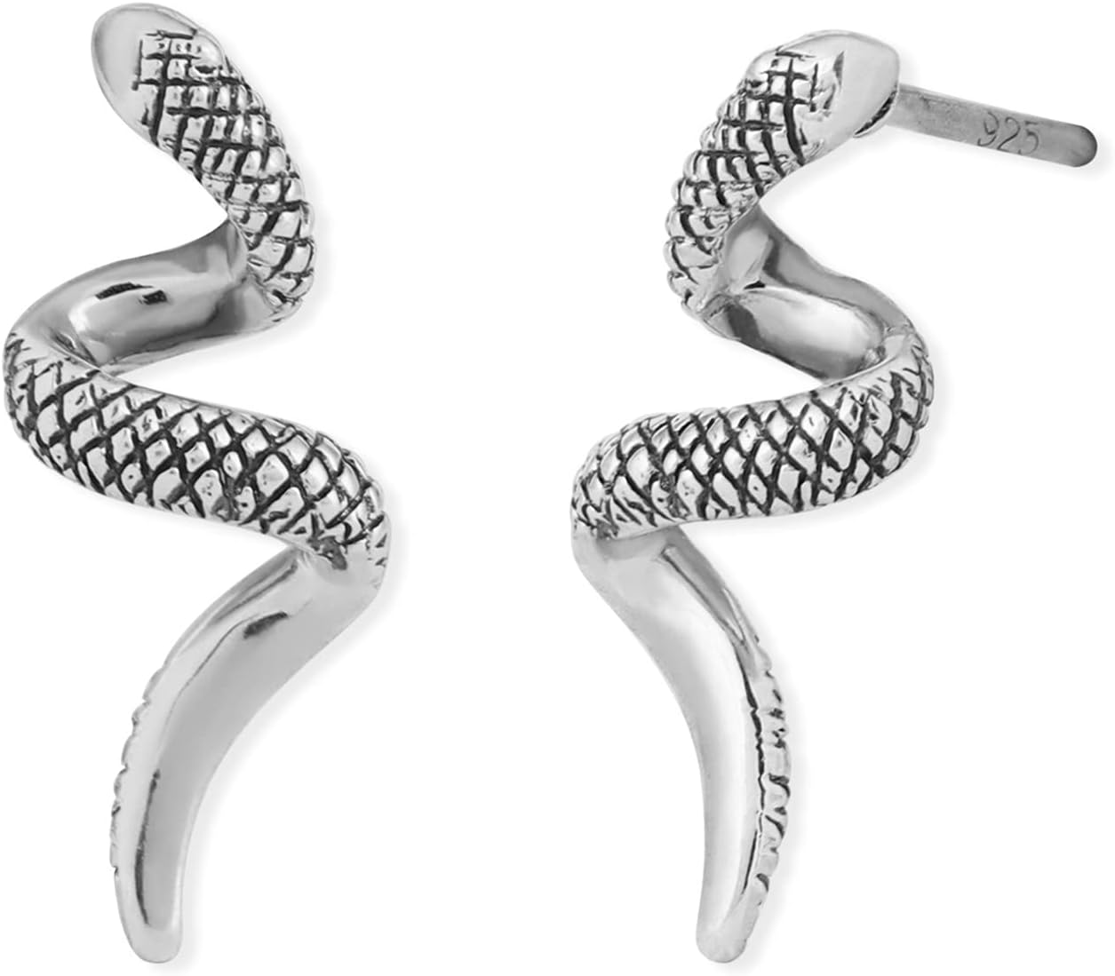 Boma Jewelry Sterling Silver Coiled Snake Hanging Post Earrings
