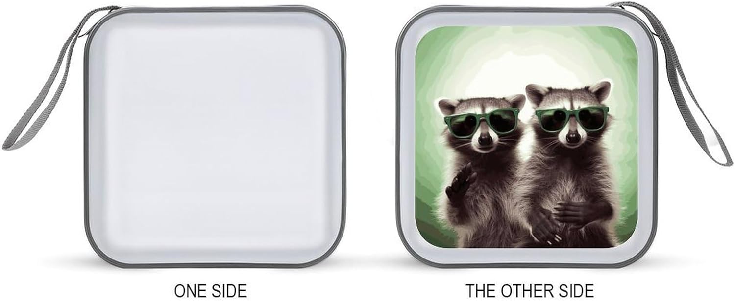 Funny Raccoon Green Sunglasses CD Case CD Storage Box DVD Sleeves