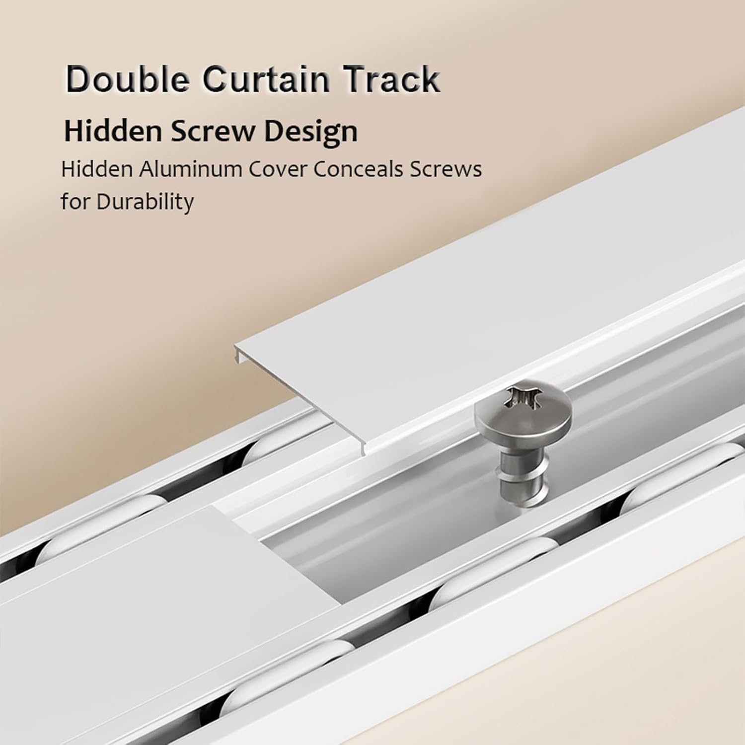 Heavy Duty Curtain Conjoined Double Track Aluminium Ceiling Mount Curtains Rails Window Curtain Rods for Living Room Bedroom(White,190cm(2x95cm))