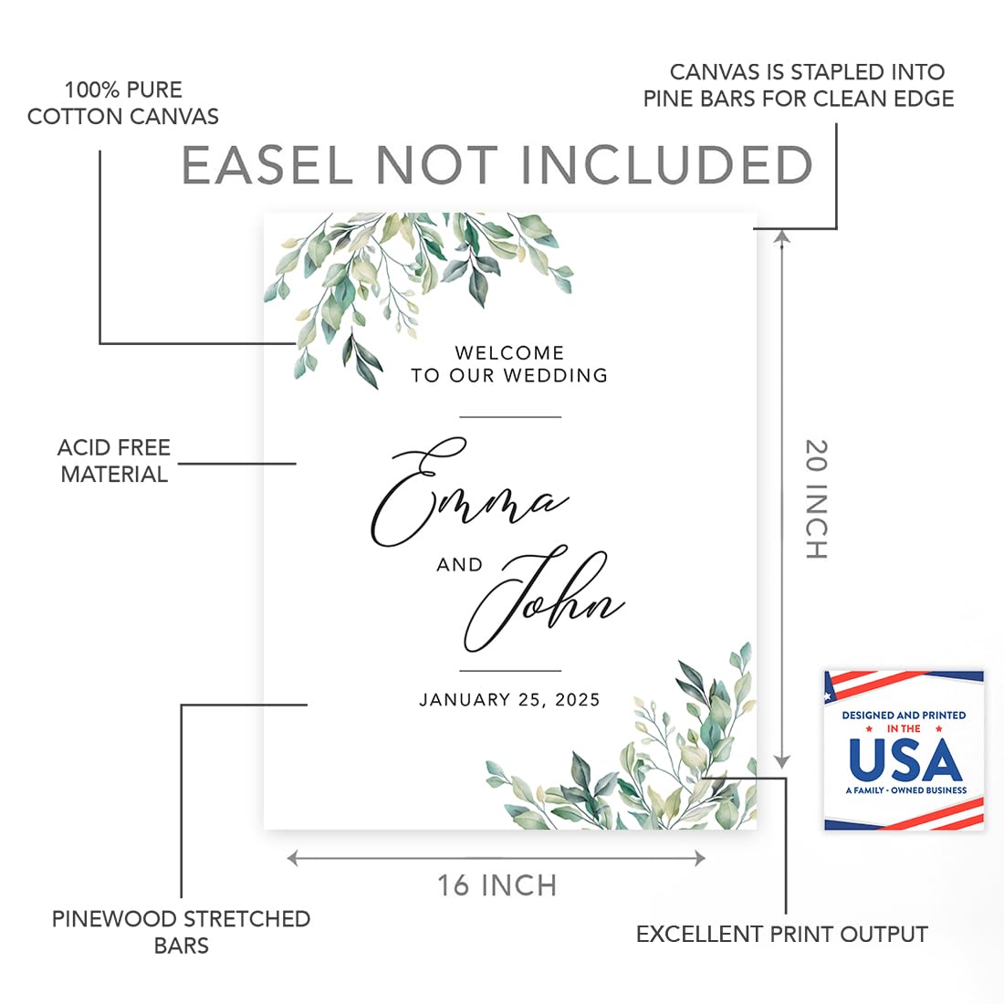 Andaz Press Wedding Party Signs, Country Chic Burlap Print, 8.5x11-inch, Please Sign our Guestbook, 1-Pack