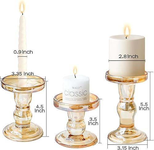 Miniatura 2 de Portavelas de vidrio para velas de pilar (ámbar, 1 paquete-H 3.5", 4.5", 5.5")