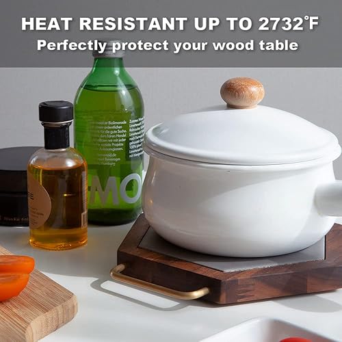 Miniatura 2 de Alfombrillas salvamanteles de madera y azulejos, 1 unidad, 7.6 pulgadas, resistentes al calor para mesa y encimera, almohadillas calientes