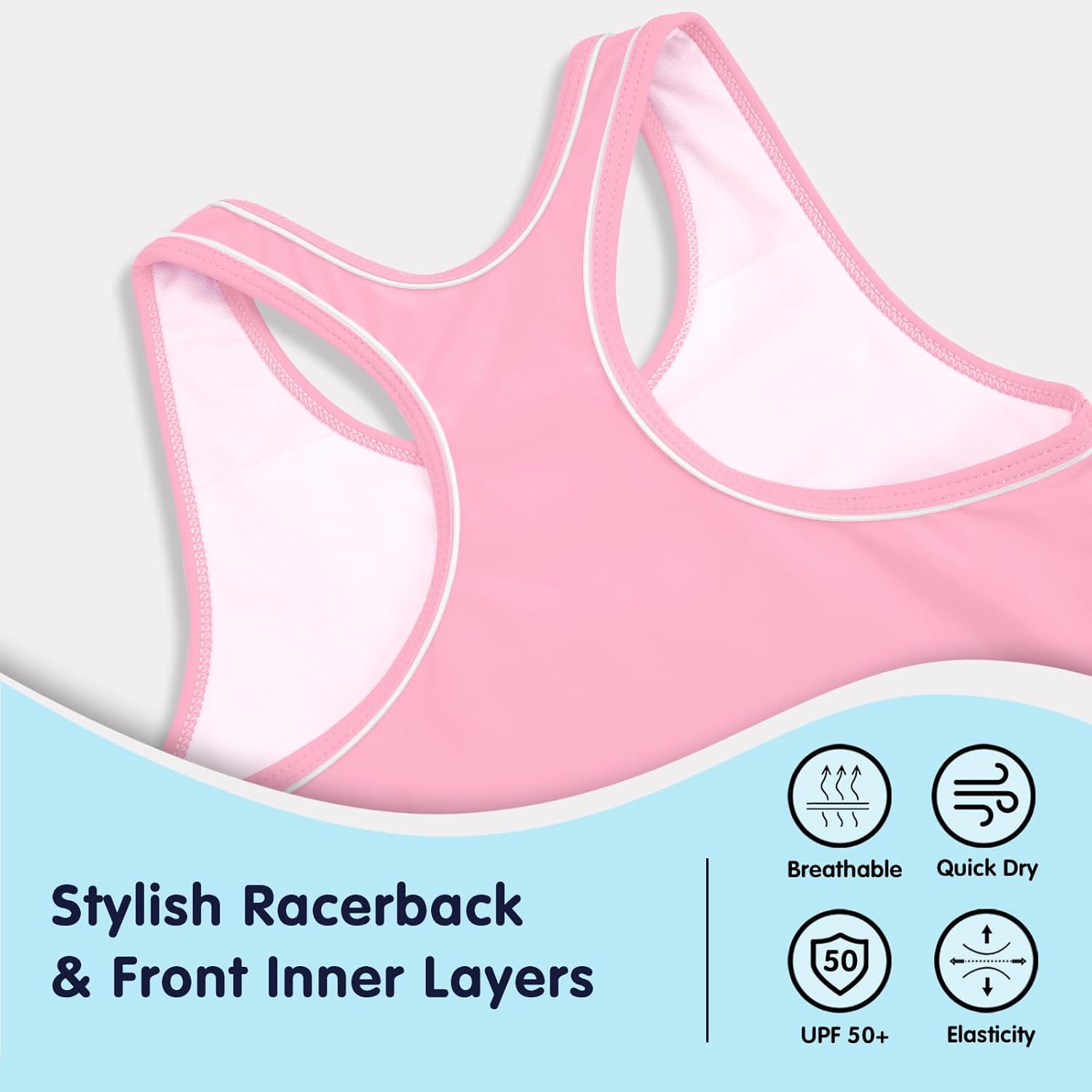 Girls Tankini Swimsuits 2 Pieces Racerback Bathing Suit with Shorts Quick Dry Kids Swimwear - Image 4