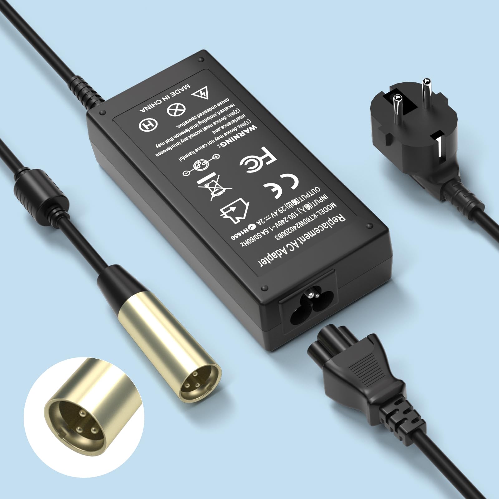 29,4 V 24 V 2 A 3-pinowa XLP ładowarka do skuterów elektrycznych wózków inwalidzkich | Kompatybilny z Go-Go Elite Traveller, Jazzy Power Chair, Pride Mobility, ShopRider, Ezip Drive Medical, Bladez
