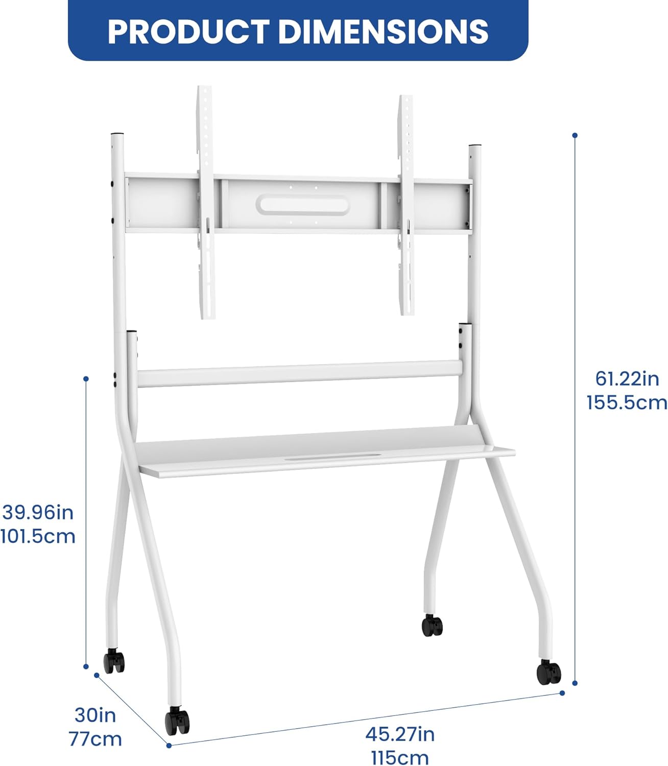 75"-86" Smart Board Stand for Interactive Whiteboard, Mobile Stand with Four Lockable Wheels, Stable and Easy to Move for Home Office School Classroom (White)