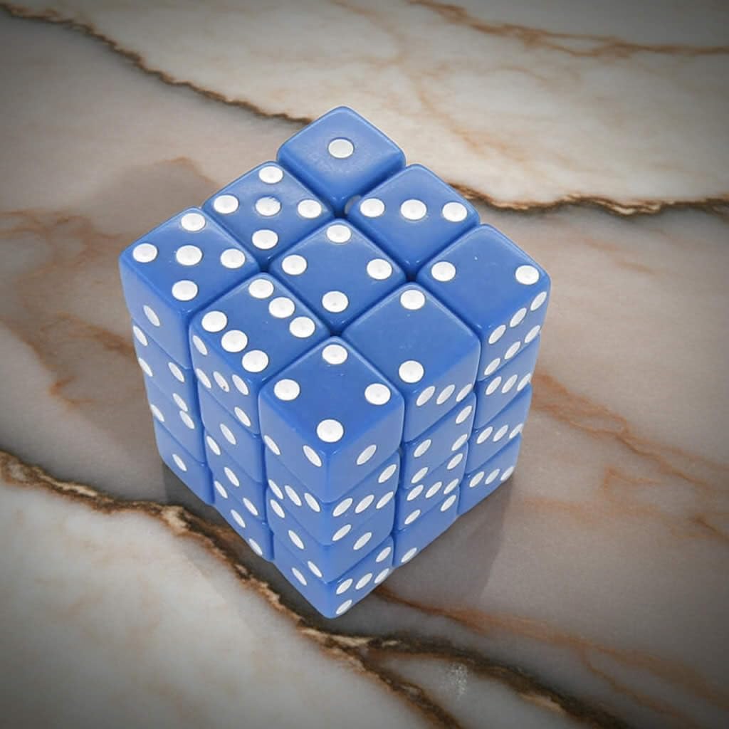Blue Opaque Squared Corner Dice with White Pips D6 12mm (1/2in) Pack of 36 Dice Koplow Games