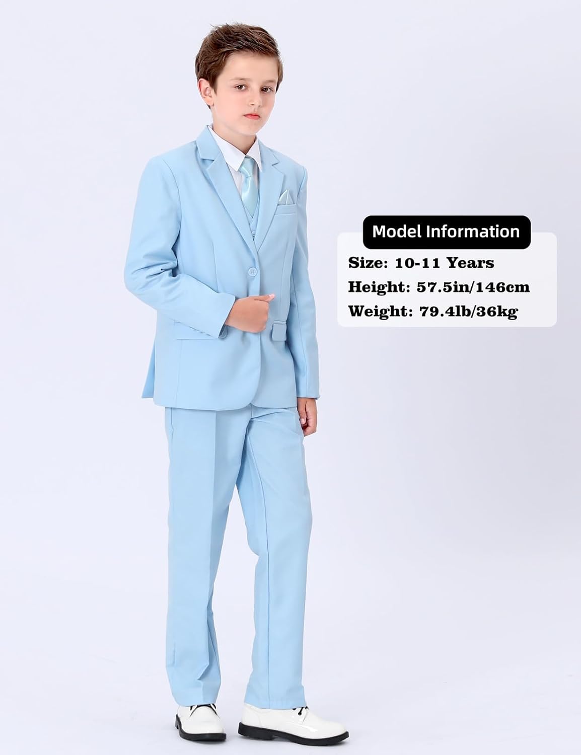 A&J DESIGN Boys Suit Size 16 Easter Tuxedo Formal Wedding Ring Bearer Prom Outfit Light Blue Sky Kid Youth Teen Graduation Slim Fit Homecoming Dress Tux - Image 2