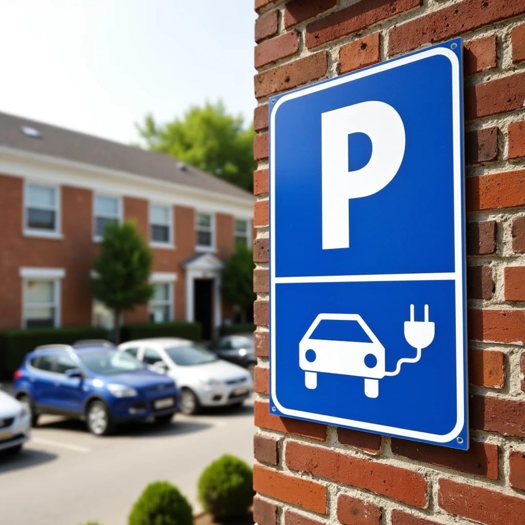 Señal de aparcamiento para coche eléctrico, 20 x 30 cm, con agujeros