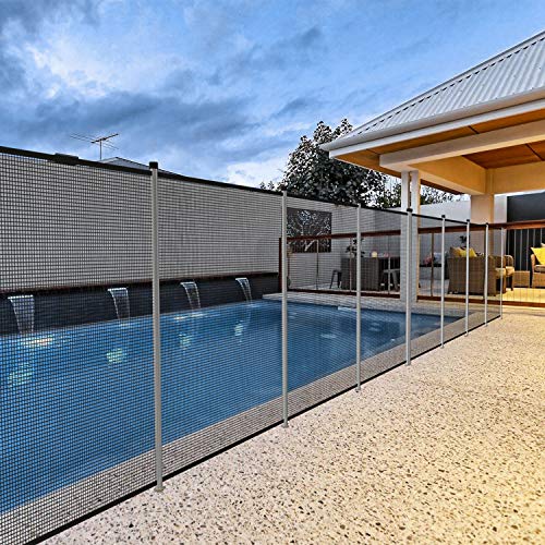 Patio Pool Fence for Inground Pools Mesh Safety Fence with Poles for Backyard Garden Patio Deck Outdoor Security Fencing Removable Freestanding with Pole Sleeves 6’x16’Black