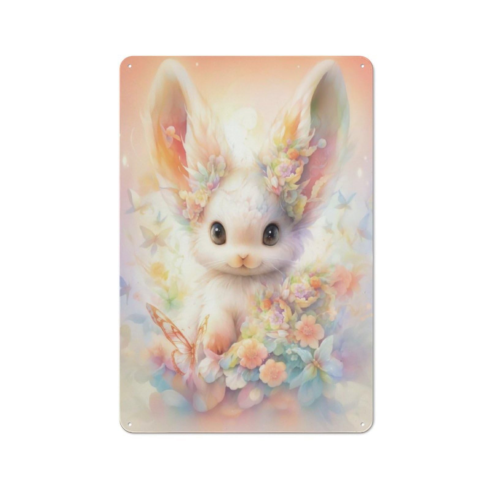 Junmoney Style-10 Workshop Style Funny Bunny Decorative Metal Plaque 30X20cm, Workshop Wall Decor For Garage, Hobby Room, Office Or Man Cave