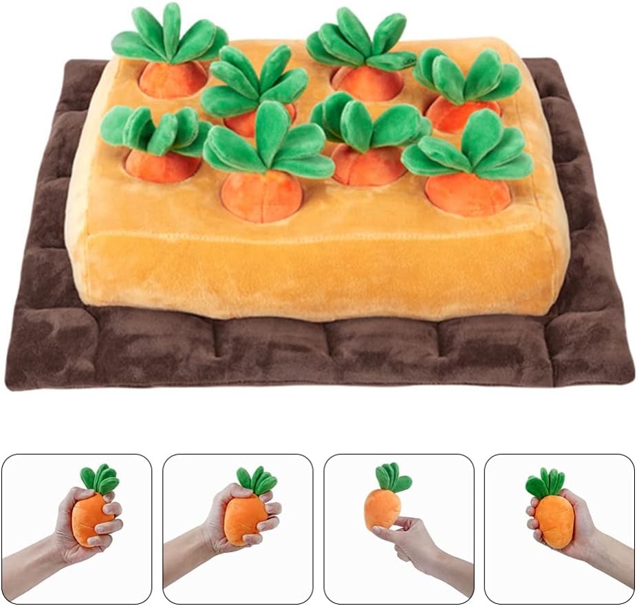 balacoo Pet Sniffle Mat for Dogs Interactive Assembling Carrot Land Training Mat Slow Feed Non-Skid Design Engaging Pet Supply for Smell Training and Energy Consumption