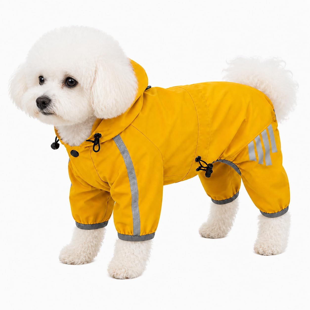 Small Dog Raincoat with Legs Waterproof Hooded Dog Rain Coat Rain Jacket with Reflective and Harness Hole Adjustable Pet Rain Coat Lightweight for Pomeranian Chihuahua Maltese