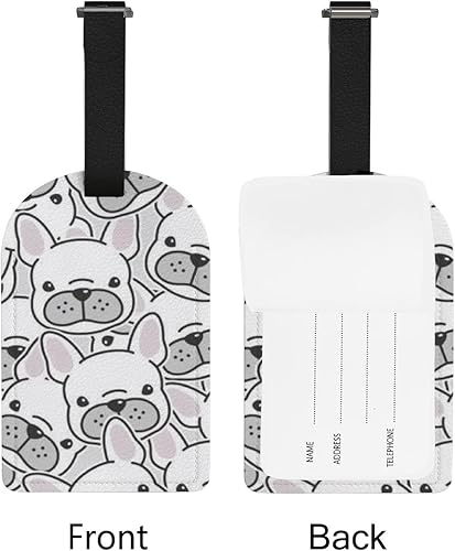 Miniatura 5 de Etiquetas para bolsa de equipaje para maleta de viaje, cara de bulldog francés, etiqueta de equipaje de piel sintética con etiqueta de
