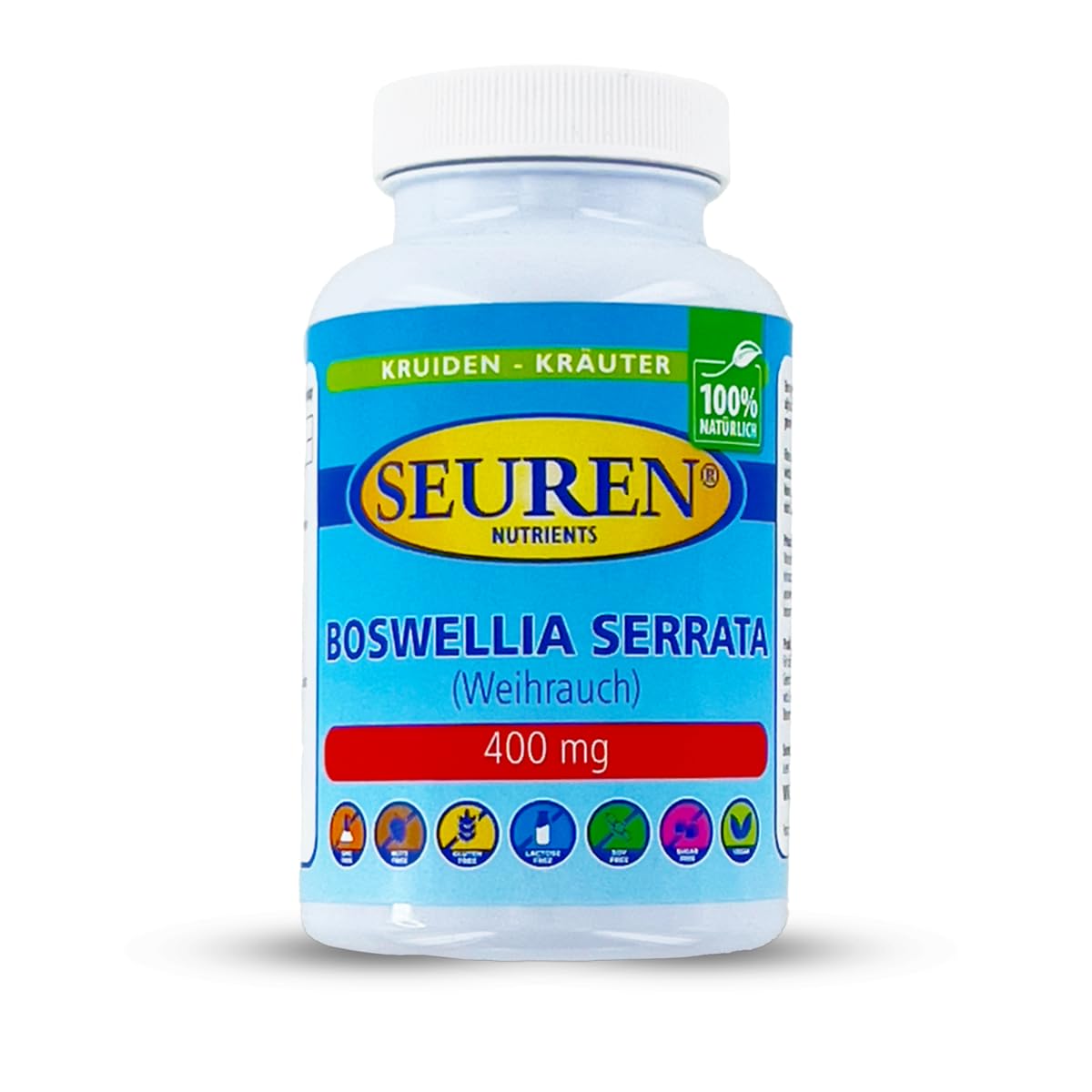 Seuren Nutrients | Boswellia Serrata/Weihrauch | 200 Tabletten | Hochdosiertes Weihrauch | 100% Natürlich | Glutenfrei | Laktosefrei und Zuckerfrei |