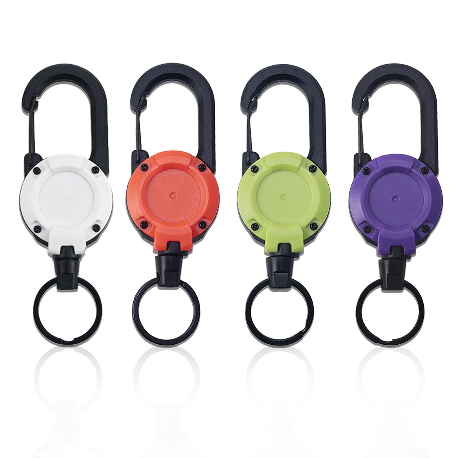 Portachiavi Retrattile Allungabile 64cm Cavo Acciaio, Porta Badge con Moschettone per Carte Identità Chiavi
