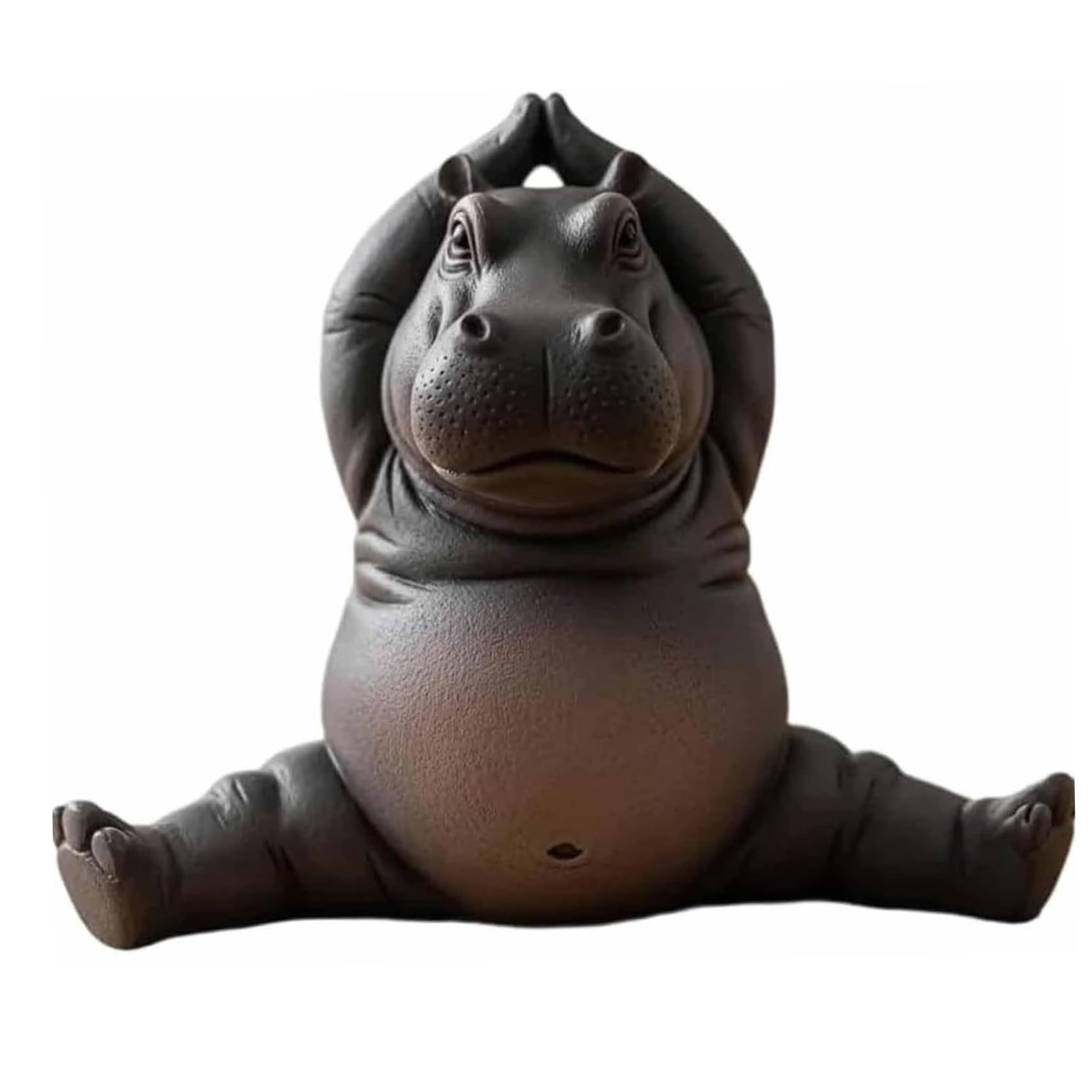 Neptuiby Hippo Figurine, Yoga Master Hippo Statue Handcrafted Resin Meditation Decor for Home Desk, Office & Yoga Space, Animal Sculpture, Style2.