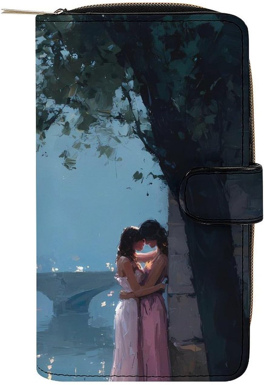 Vintage Lesbian Lovers Women's Long Wallets Leather Purse Fold Clutch Credit Card Holder