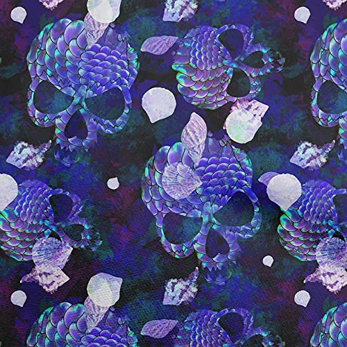 oneOone Rayon Royal Blue Fabric Skull Sewing Material Print Fabric By The Yard 56 Inch Wide
