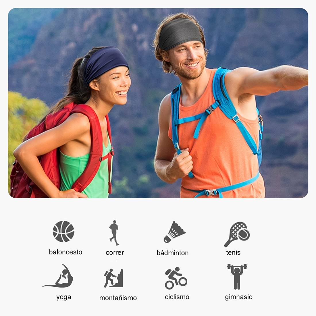 DQST Diademas Deportivas para La Cabeza, Kit de Bandas Elásticas con 4 Colores para Hombre y Mujer, Diademas de Cabello Absorbe El Sudor, Secado Rápido, Transpirable,...