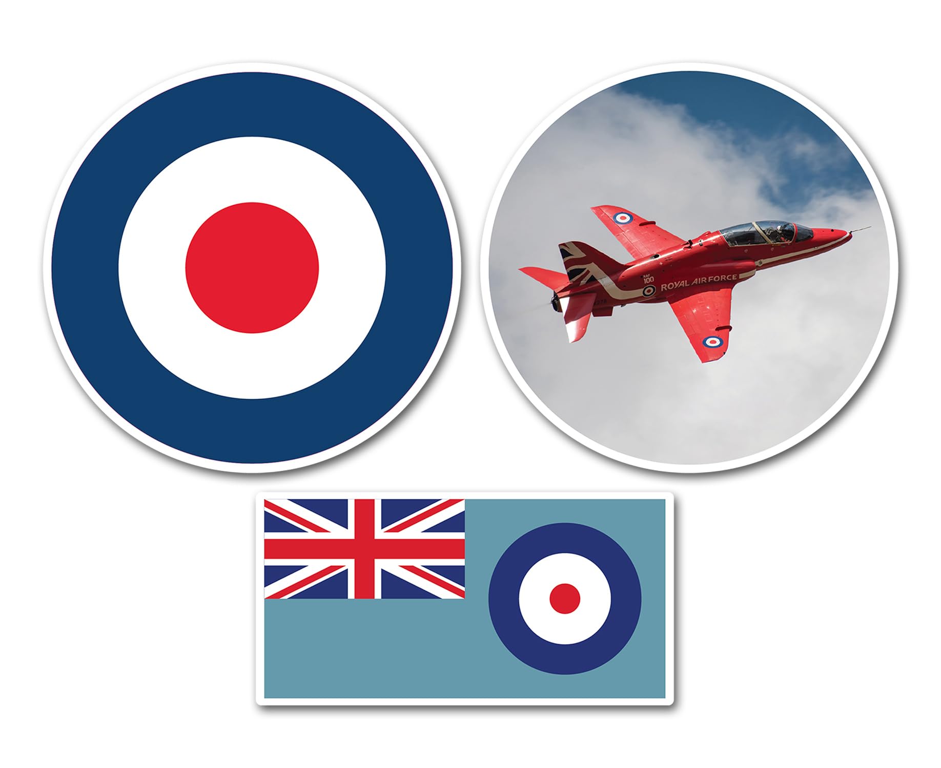 DV DESIGN 3 x 10cm RAF Vinyl Stickers - Roundel Aircraft Army Flag Air Force Travel Holiday Funny Kids Girls Boys Men Women Scrapbook Sticker #82214