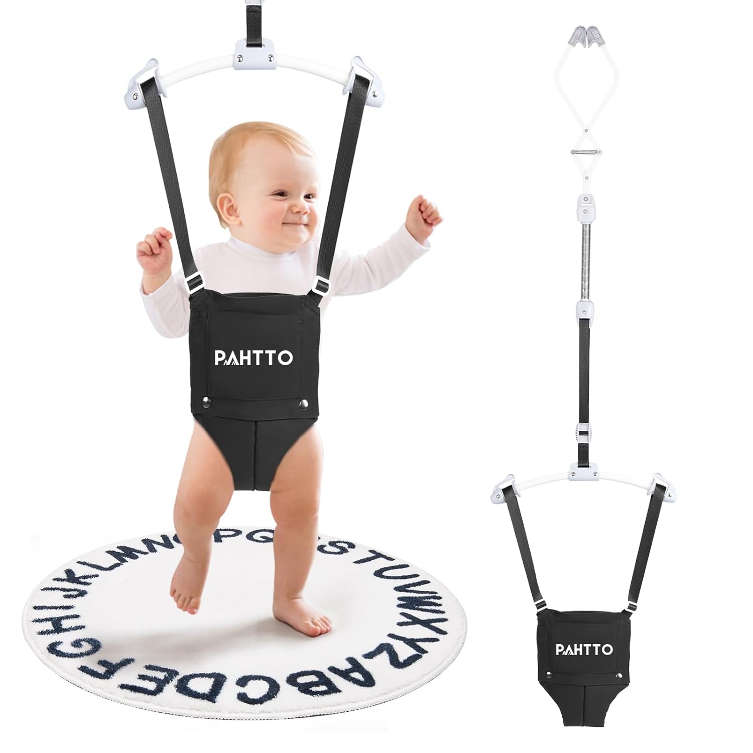 Baby Door Jumper with Soft Rug, Durable Toddler Bouncer with Adjustable Height-Funny Baby Walking Harness, Protable Baby Doorway Jumper for Indoor/Outdoor