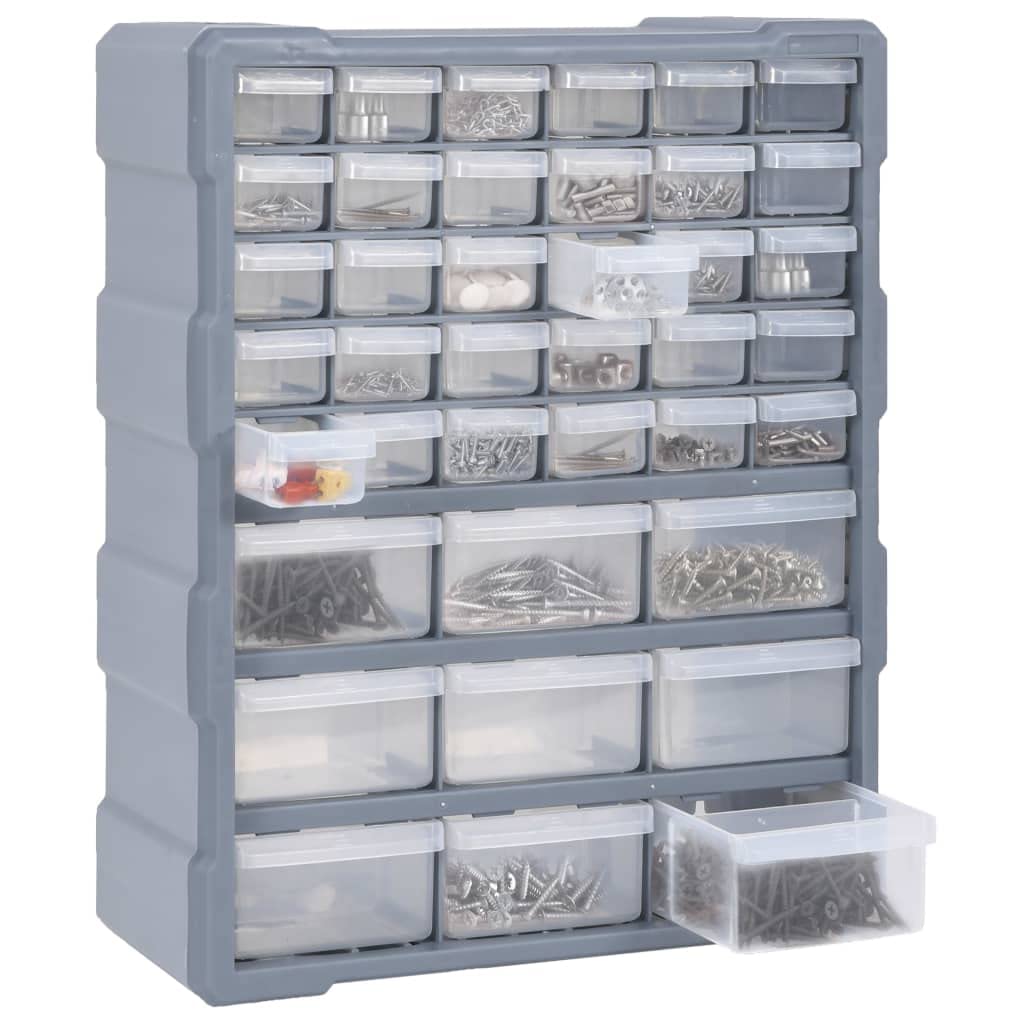Organizer multi-cassetti con 39 cassetti, 38 x 16 x 47 cm, per officina, cassetti in plastica trasparente per dadi e viti, armadio degli attrezzi da parete