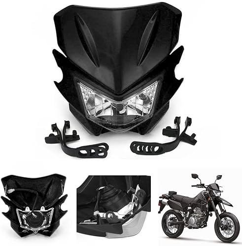 Faro delantero de motocross para motocicleta, universal, para KLX230R KLX300R KLX110 KX125 KX450F KX250F KDX200 Supermoto, color negro