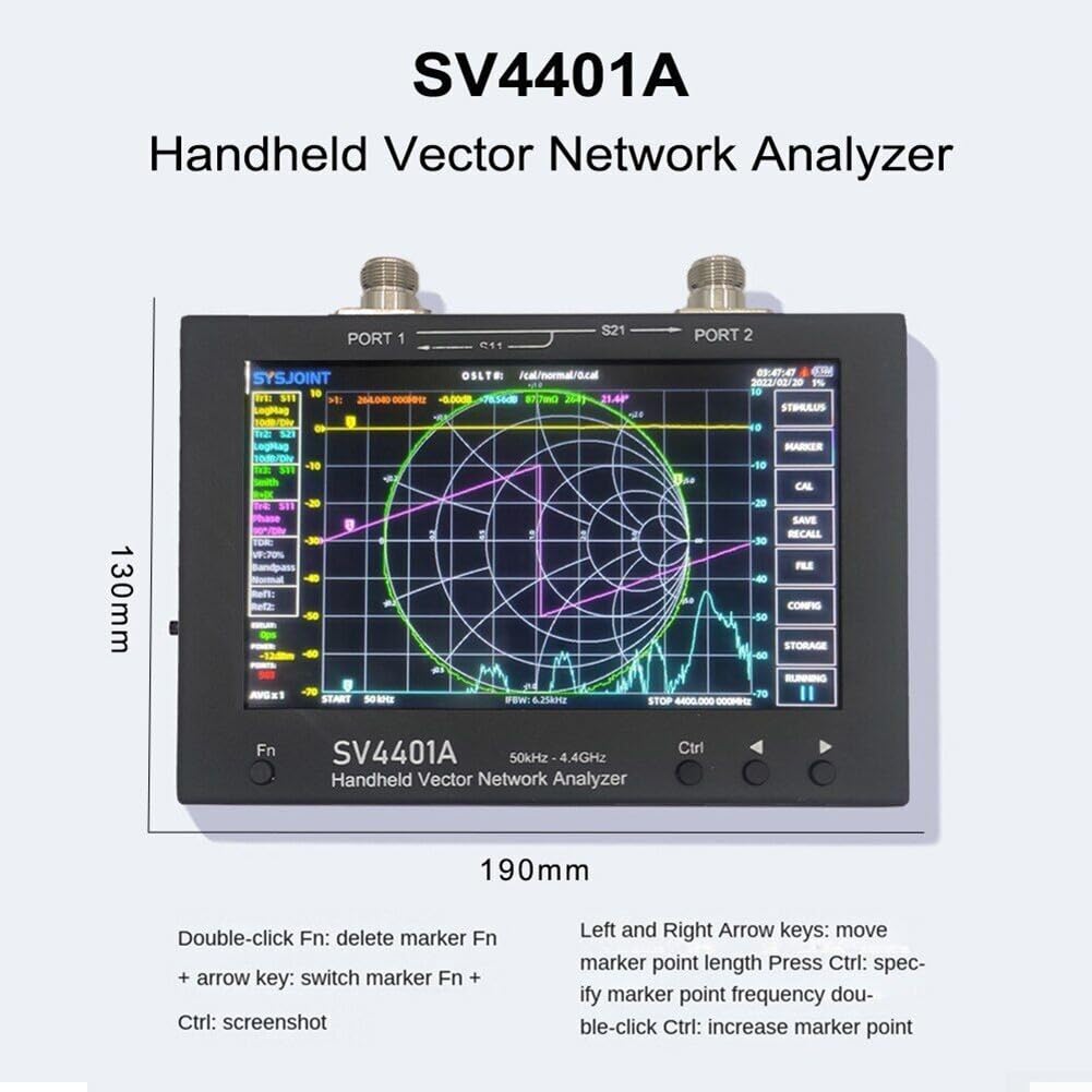 Analizador de red vectorial de 50 kHz-4,4 GHz táctil de 7 pulgadas