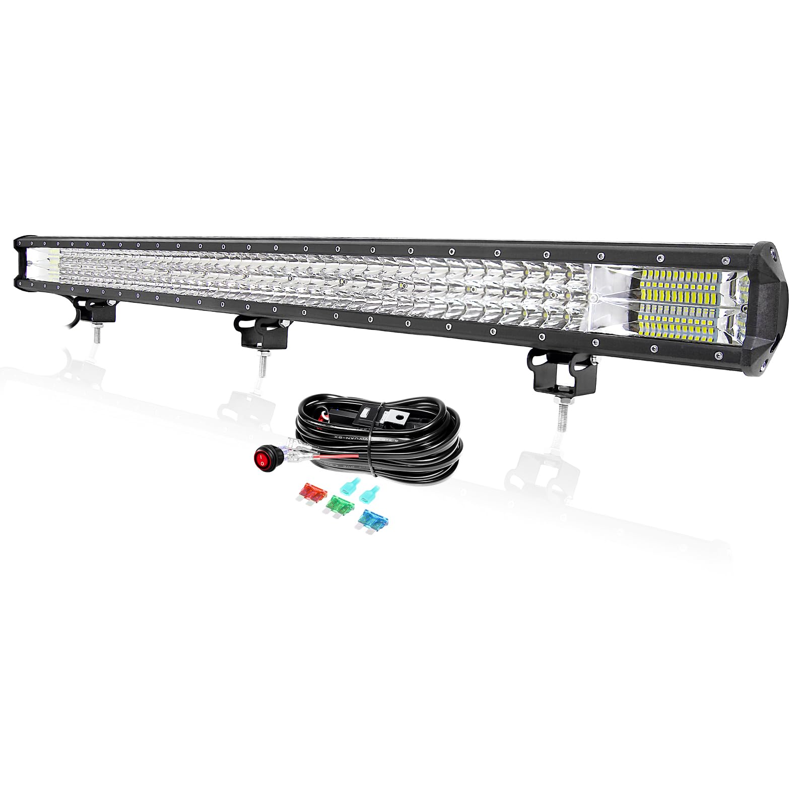 PICAA 100 cm 39 cali 540 W listwa świetlna LED 4x4 z zestawem przewodów 12 V, biała lampa robocza LED, rampa LED do samochodów ciężarowych Offroad SUV traktor ATV