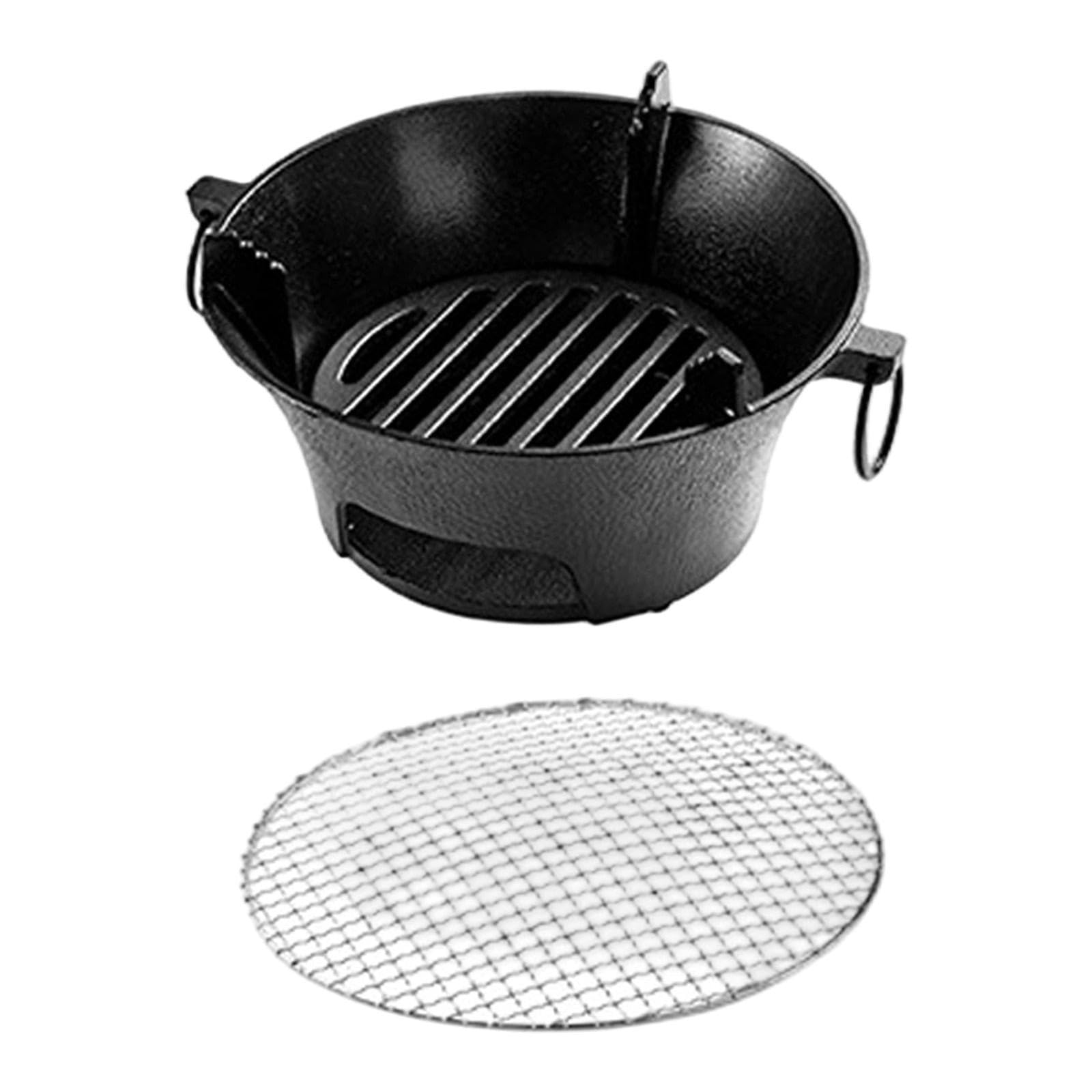 Colcolo Griglia Hibachi a Carbone, fornello da Campeggio in ghisa con griglia a Rete, Mini Barbecue a Carbone per Escursionismo