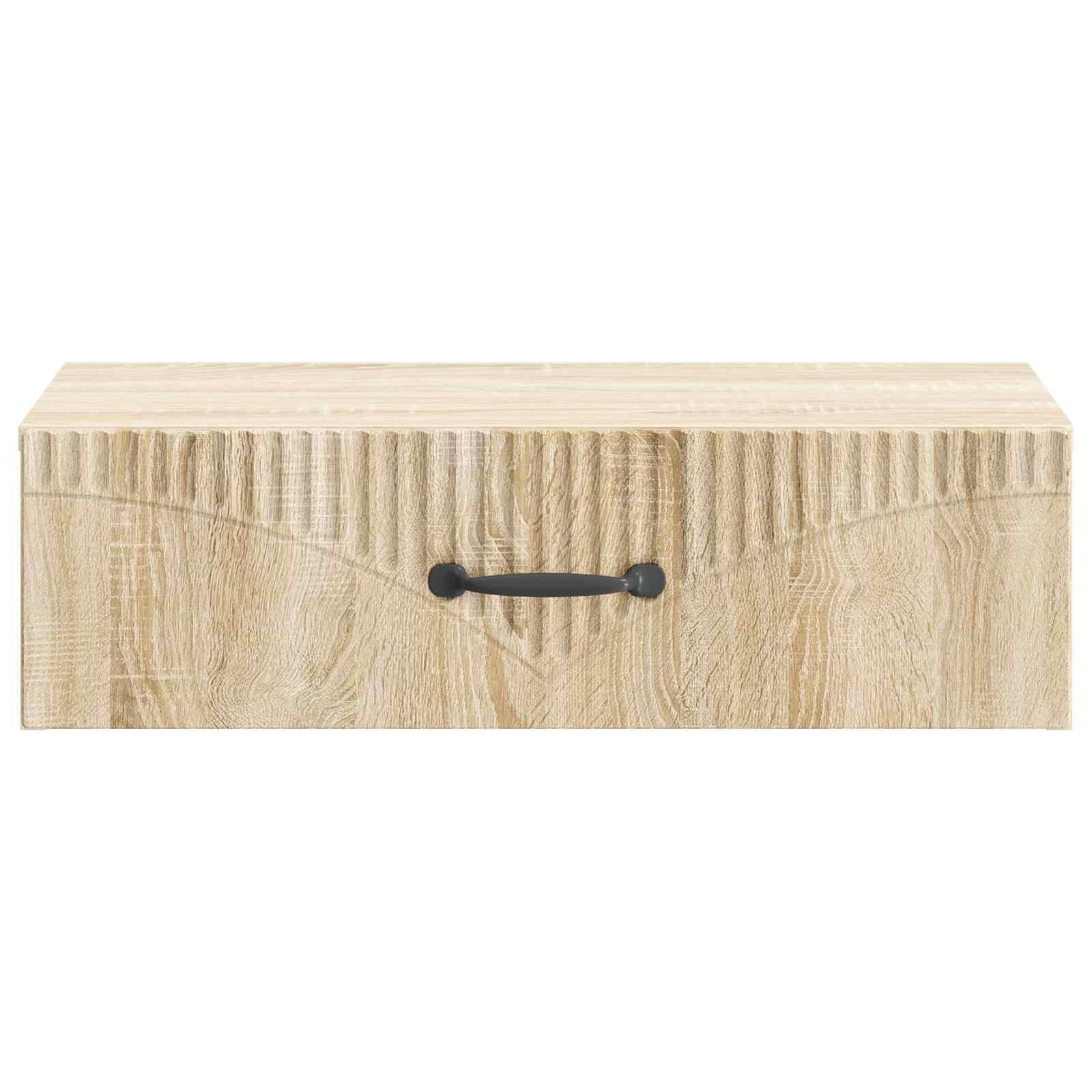 Montowany na ścianie stolik pomocniczy dąb Sonoma z materiału drewnopochodnego 59 x 34,5 x 17 cm z szufladą, miejsce do przechowywania, do salonu, sypialni, biura, korytarza, przedpokoju