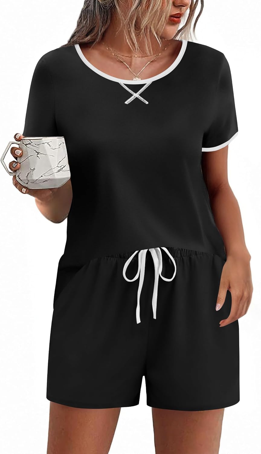 Ekouaer Women Pajama Set Casual Short Set