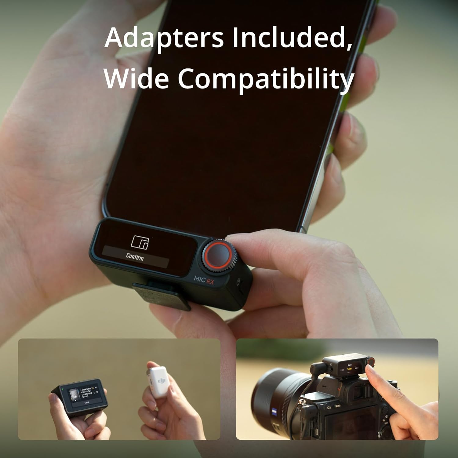 DJI Mic 2 (2 TX + 1 RX + Charging Case) with Wireless Accessory Bundle (2 Items)