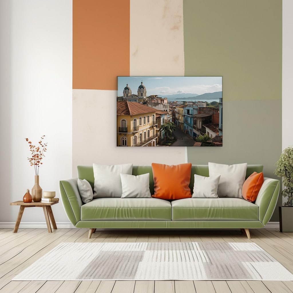 Canvas for Living room. Olinda's Multicolored Charm: Where History, Religion, and Tranquil Cityscapes Converge, 27 x 18 inch Canvas Wall Art - Ready to Hang - 69x46 cm (27x18 inch)