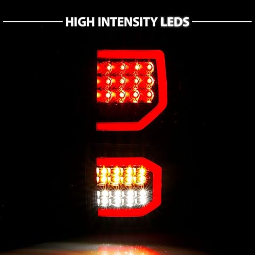 Miniatura 8 de AmeriLite para camioneta Toyota Tundra 2007-2013, cristal negro Full LED Faros traseros dobles tipo C de tubo de repuesto, lámpara de freno, par -