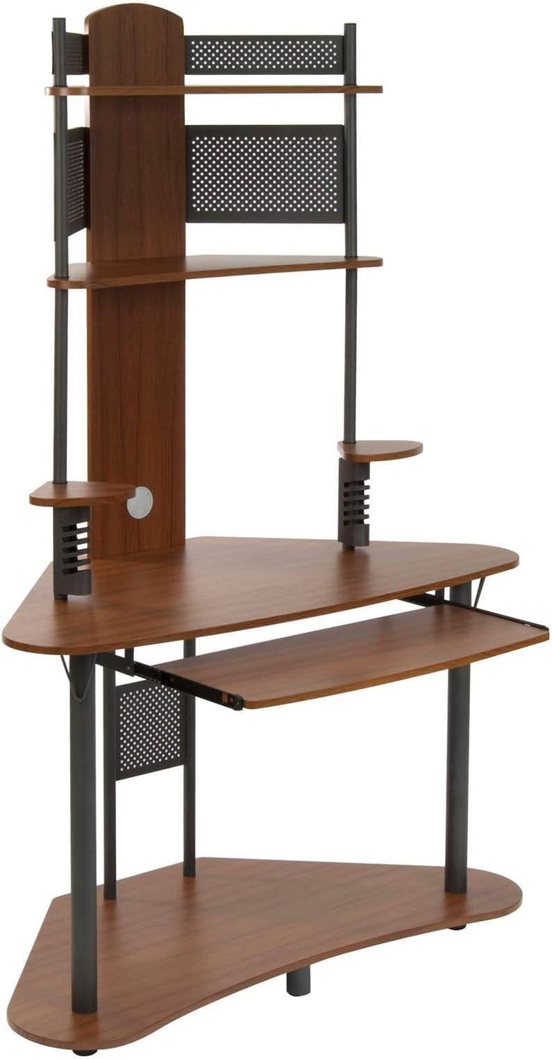Calico Designs Arch Tower Corner Computer Tower Multipurpose Home Office Computer Writing Desk - Pewter / Teak,