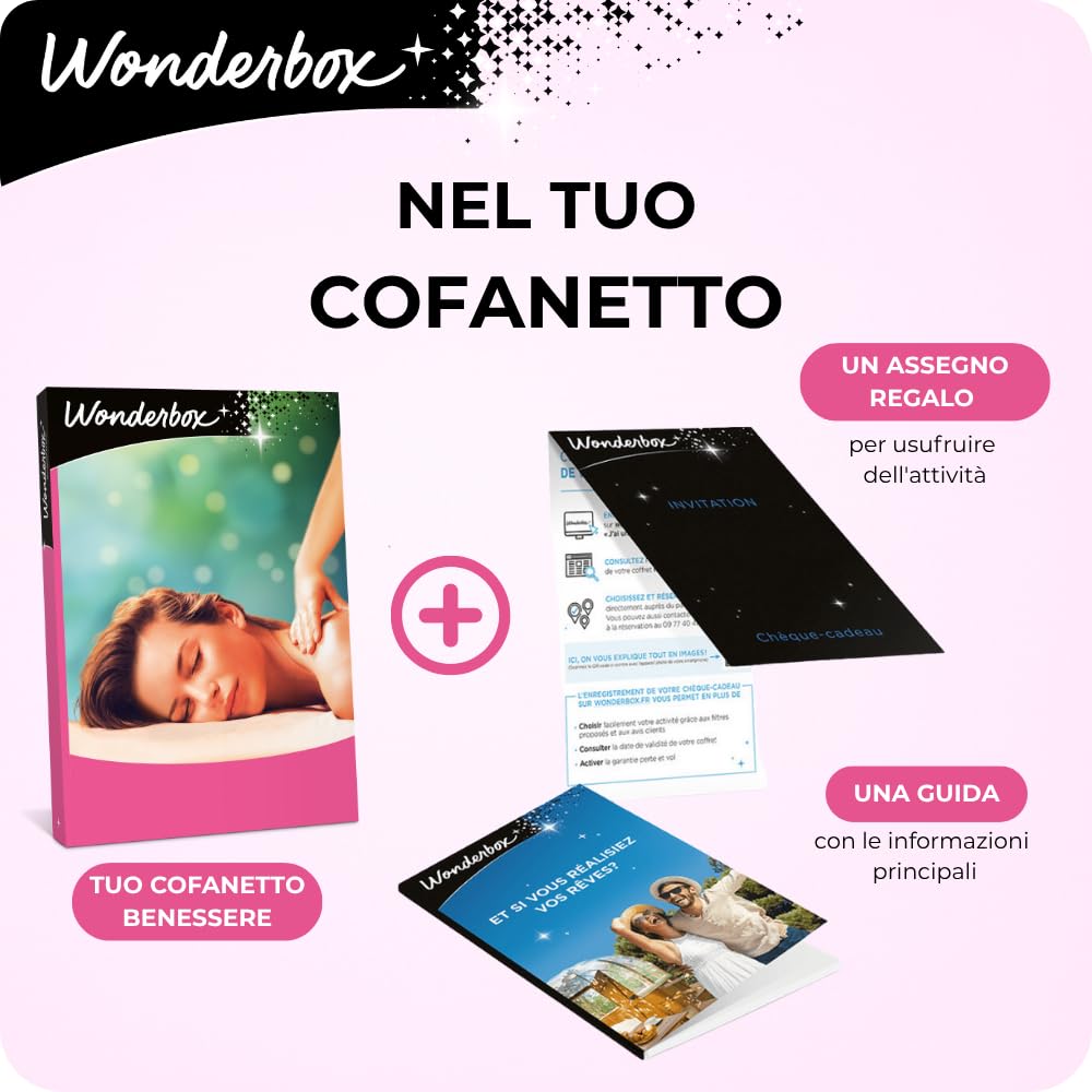 Wonderbox - Cofanetto Regalo - Benessere da Sogno - per 1 o 2 Persone | 1 attività benessere d'eccellenza - Centri benessere, massaggi rilassanti, rituali hammam, trattamenti corpo esclusive