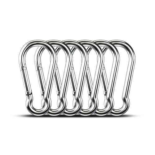 Vista 24 de Mosquetones pequeños y resistentes de 1.97 pulgadas, de acero inoxidable 304, con cierre de resorte, para campamento, senderismo, clips de metal