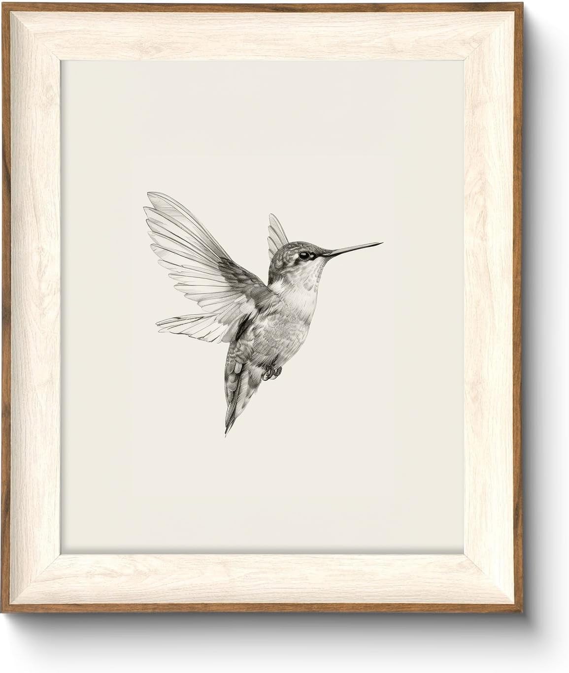 ASTRDECOR Hummingbird Wall Art Prints – Vintage Black and White Bird Sketch Painting Picture, Rustic Neutral Decor Canvas Wall Decor for Nursery, Bedroom, Living Room – Framed 10''x12'' — image 1