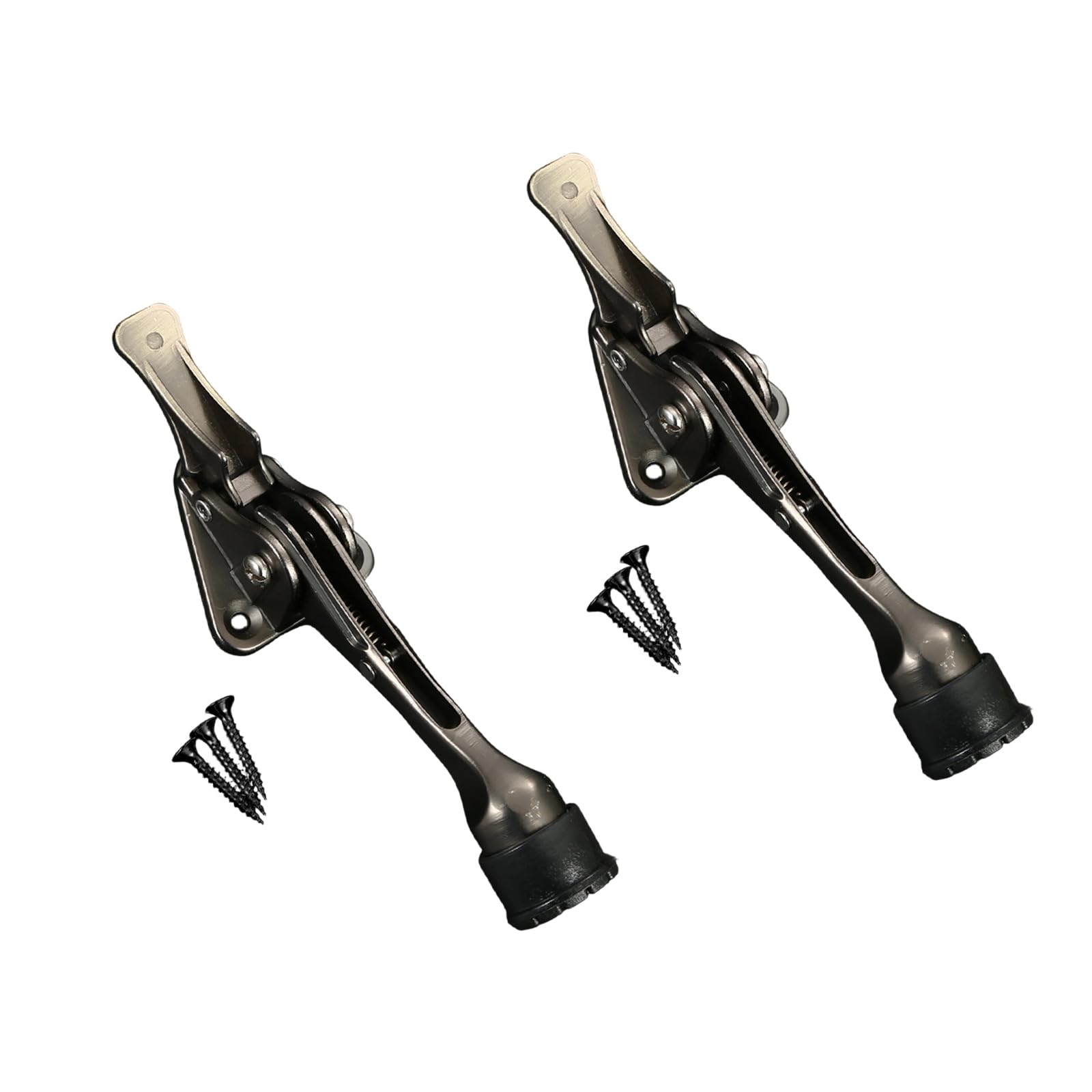 Kickdown Door Stop Metal Alloy Doorstop Adjustable Door Holder with Nonslip Rubber Tips Wall Protector Adjustable Holder with Nonslip Rubber Tips