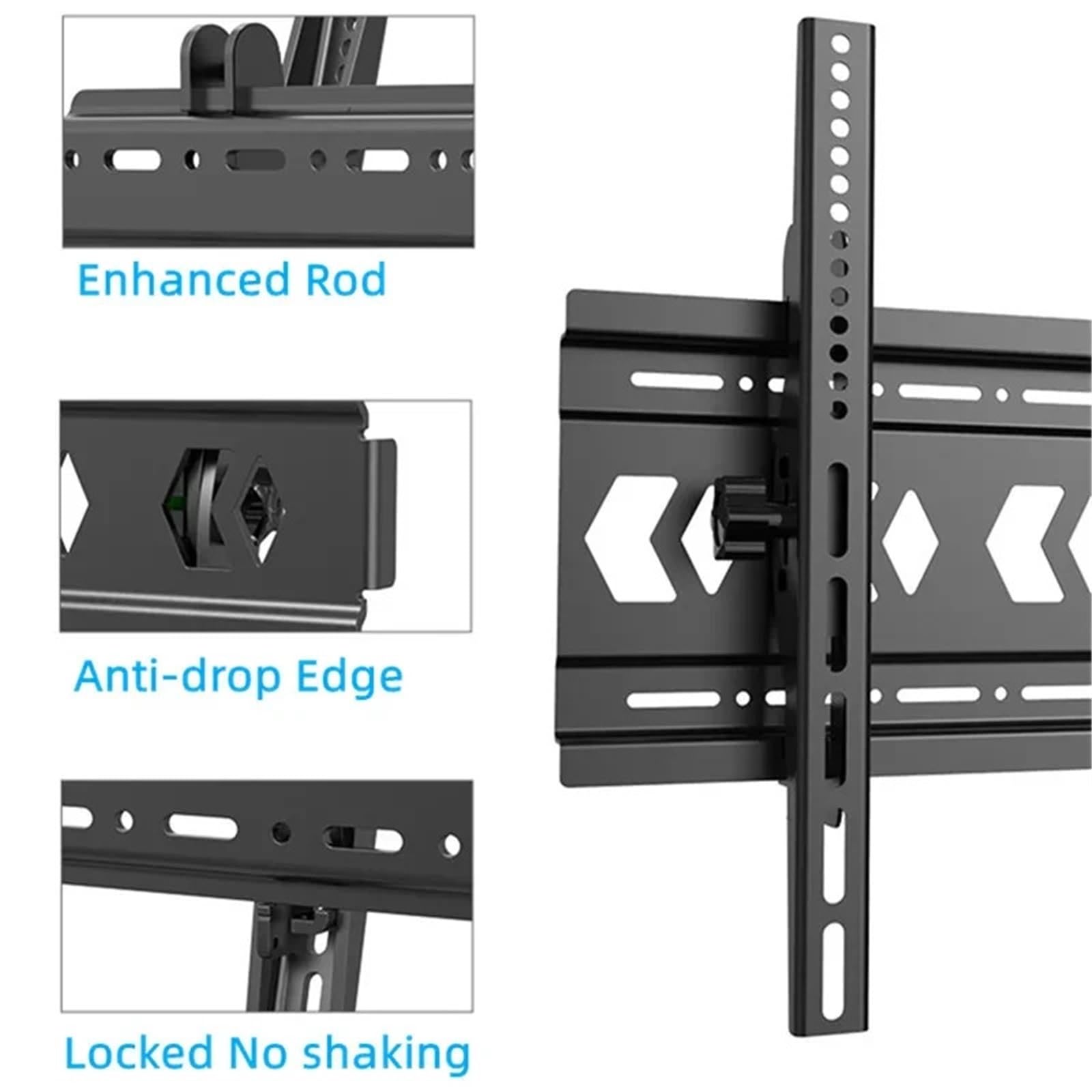 Staffa TV, Staffa TV Supporto Fisso Per Montaggio A Parete Per Per Monitor Inclinato Di ±15° Da 32-65 Pollici VESA 400 X Mm, Carico 45 Kg per lo schermo