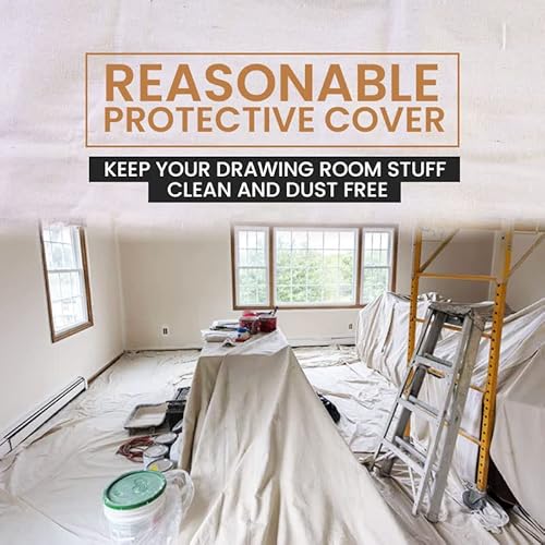 Canvas Painters Drop Cloth (Size 6 X 9 Feet - Pack Of 2) - Pure Cotton Paint Drop Cloth For Painting, Curtains, Furniture & Floor Protection - All Purpose Thick Canvas Tarp With Double Stitched Edges #TOP1