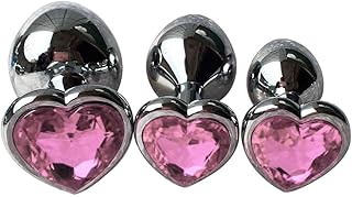 3Pcs Set Luxury Metal Butt Toys Heart Shaped Anal Trainer Jewel Butt Plug Kit