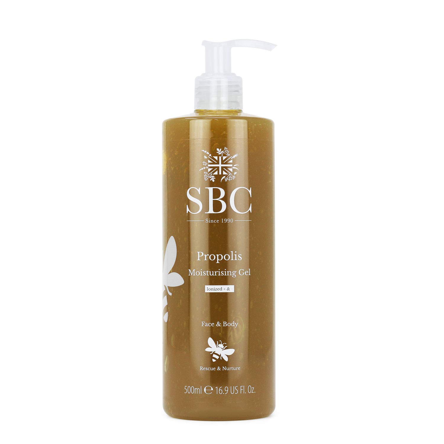 SBC Skincare - Gel Hidratante Facial y Corporal con Propóleo - 500 ml - Efecto Humectante - Ayuda a Aliviar la Piel Seca y Dañada - Crema Hidratante - Propolis Moisturising Gel