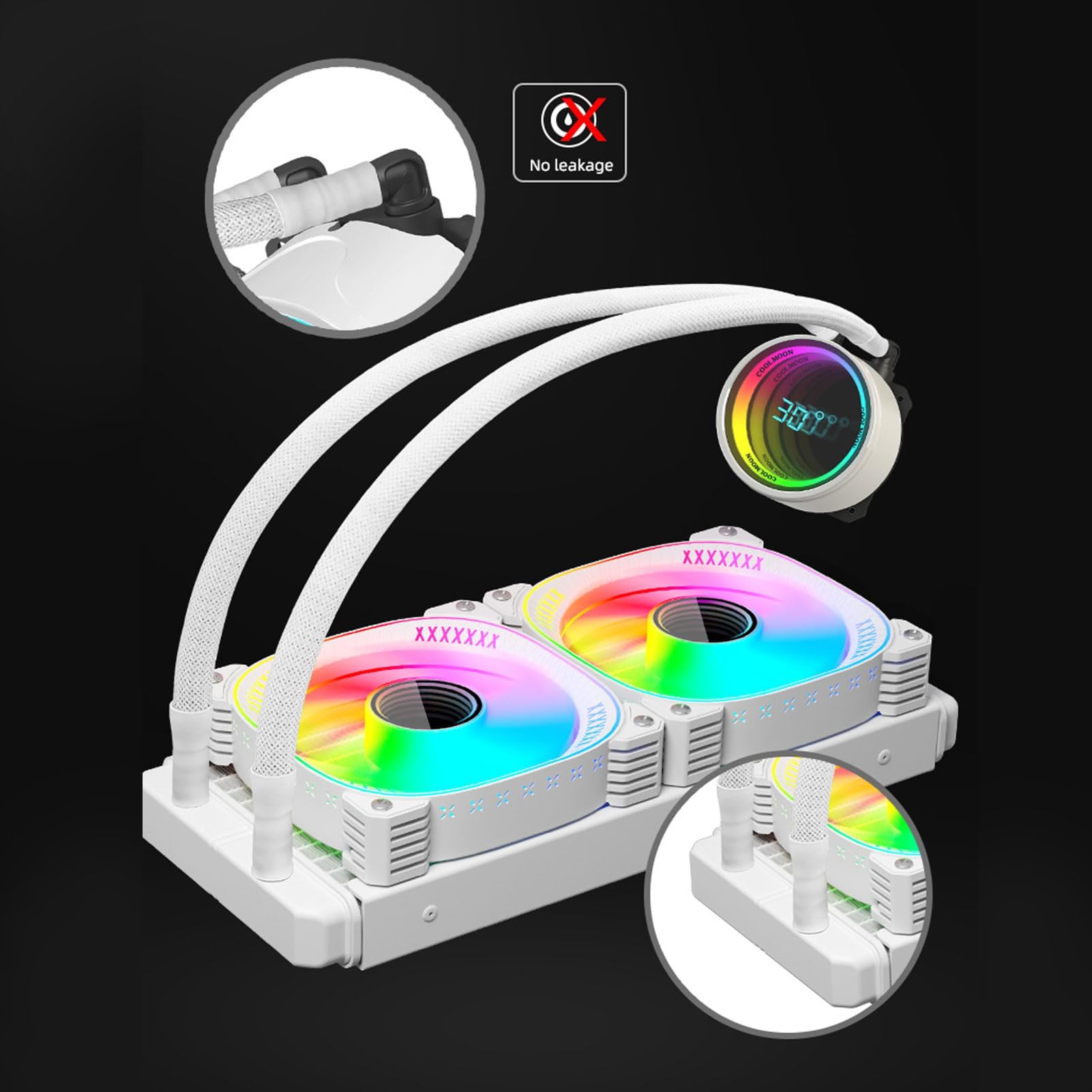 Fockety Raffreddatore CPU a Liquido ARGB, di Raffreddamento a Liquido AIO da 240 Mm con Schermo LCD da 2,2 Pollici Display della Temperatura Doppie Ventole PWM Funzionamento Silenzioso Tecnologia a