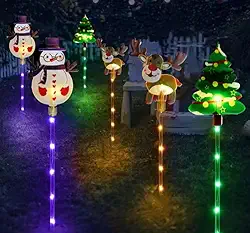 YZYOE Pacote Com 6 Luzes Decorativas De Natal Led Para Áreas Externas, Inserção Energia Solar, À Prova D'Água, Pátio, Boneco Neve, Rena, 8 Modos Cor